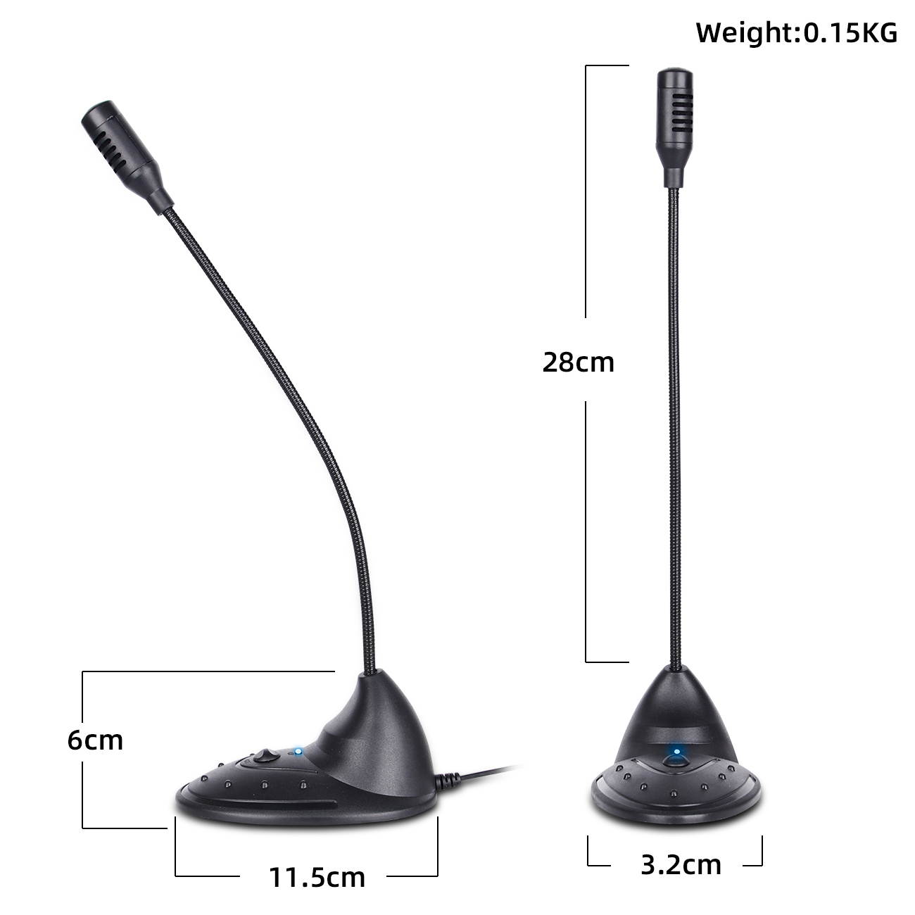 Depusheng Flexible Computer Microphone 360 Degree Adjustable Studio Speech Microphone USB Gooseneck Condenser Microphone for Computer PC Desktop Notebook