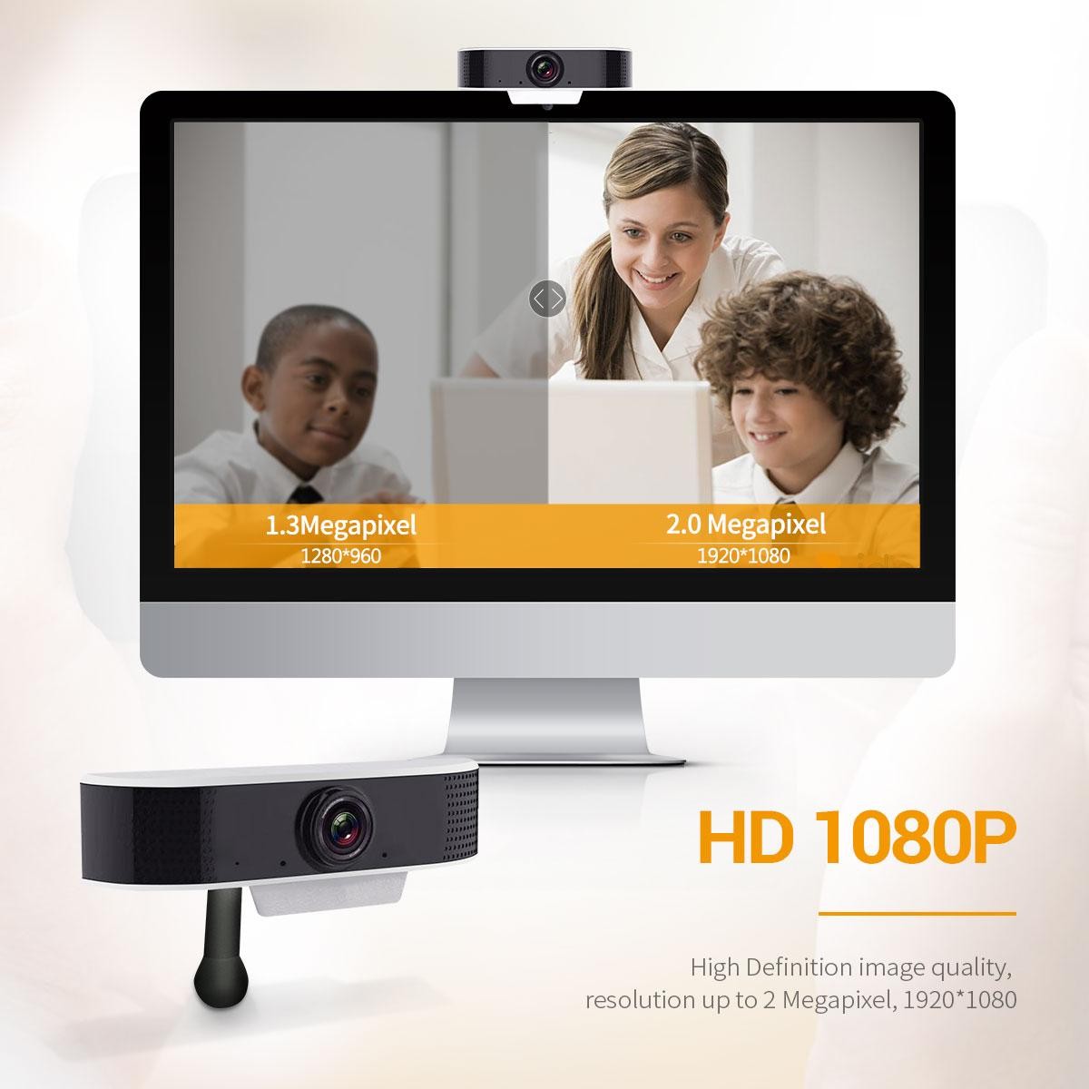 2MP Live Webcam USB Camera Online Conference Teaching Video Built-in Microphone WEB08