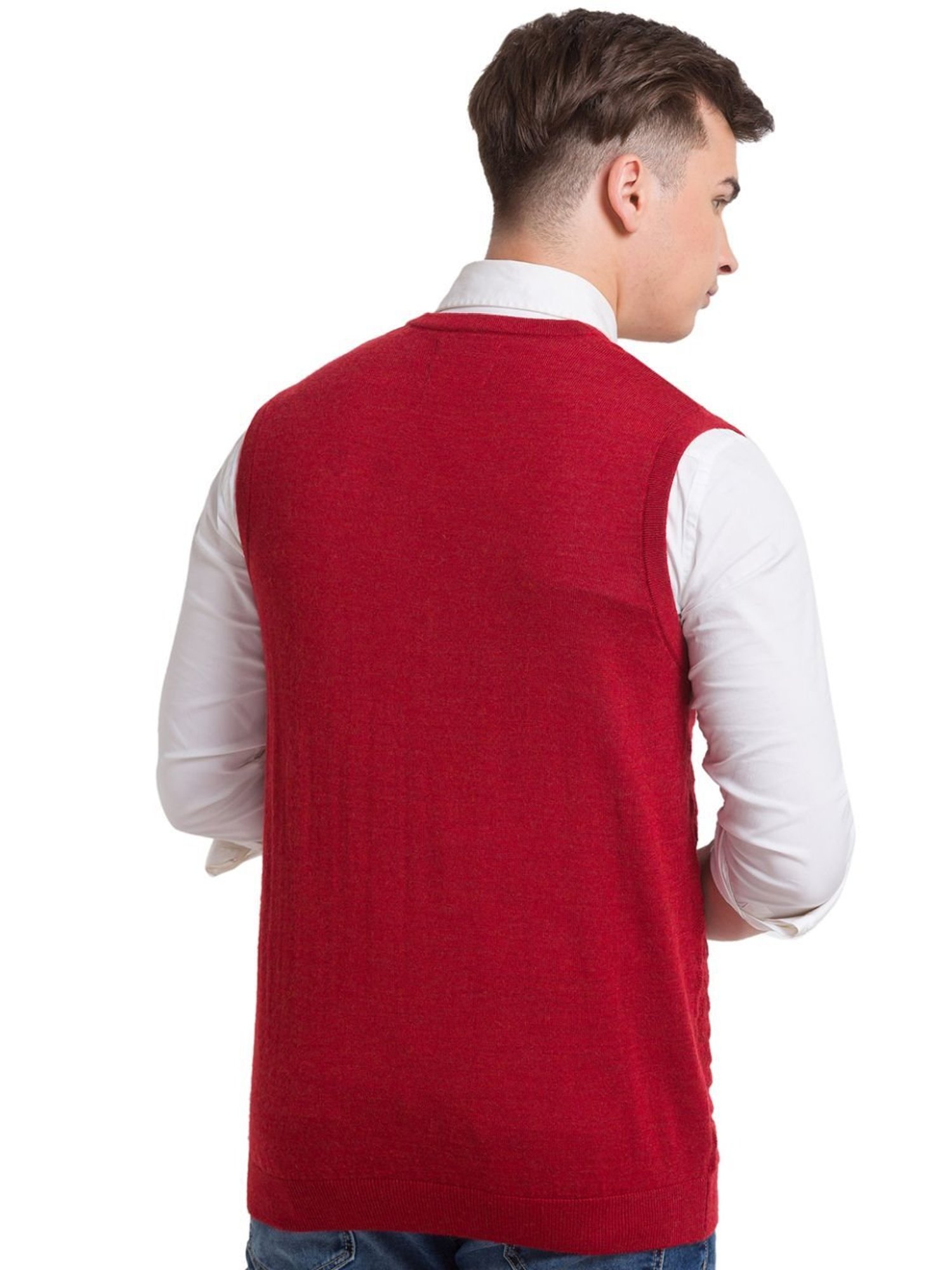 ColorPlus Brown Classic Fit Self Pattern Sweater