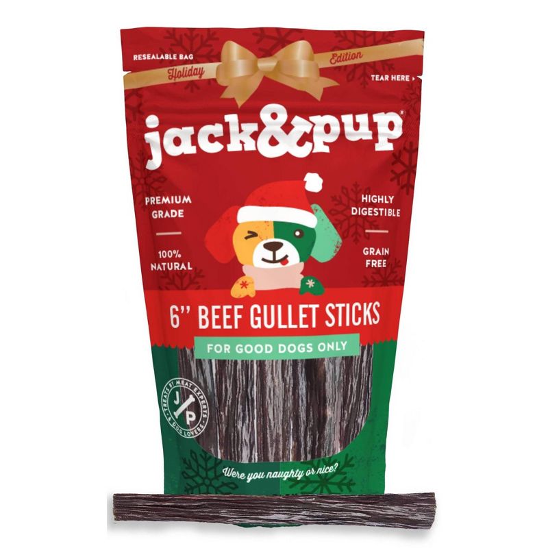 Jack&Pup Beef Gullet Sticks Holiday Holiday Dog Treats - 4.8oz