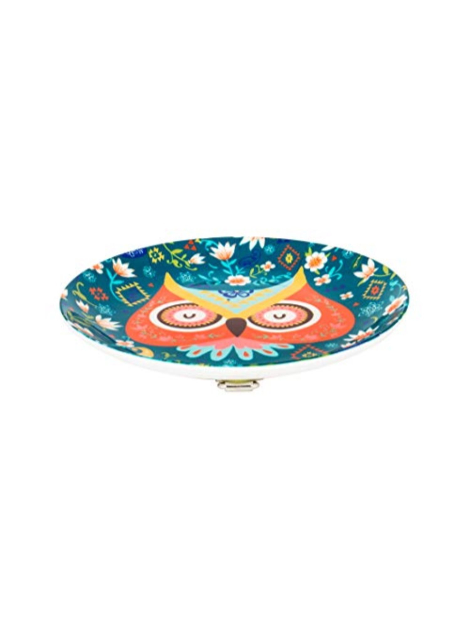 Chumbak Garden Owl Blue Bone China Decorative Wall Plate - Set of 1