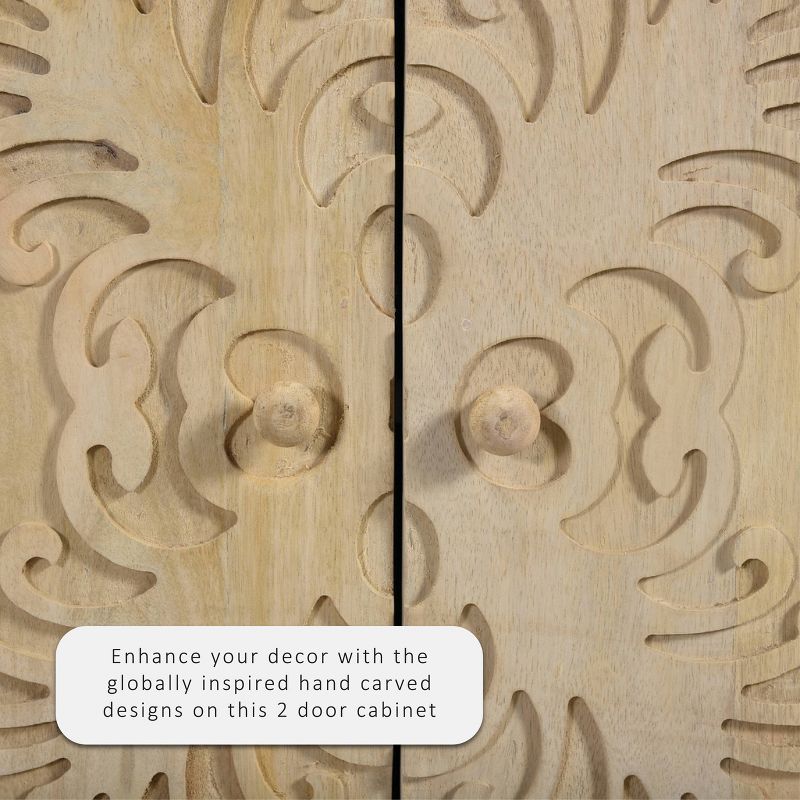 Heath 2 Door Carved Cabinet Natural - Powell Company