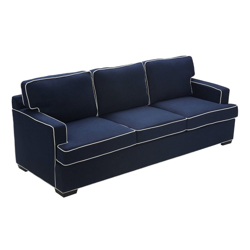 Cardiff Modern Sofa with Contrast Piping Navy with White Piping - Finch