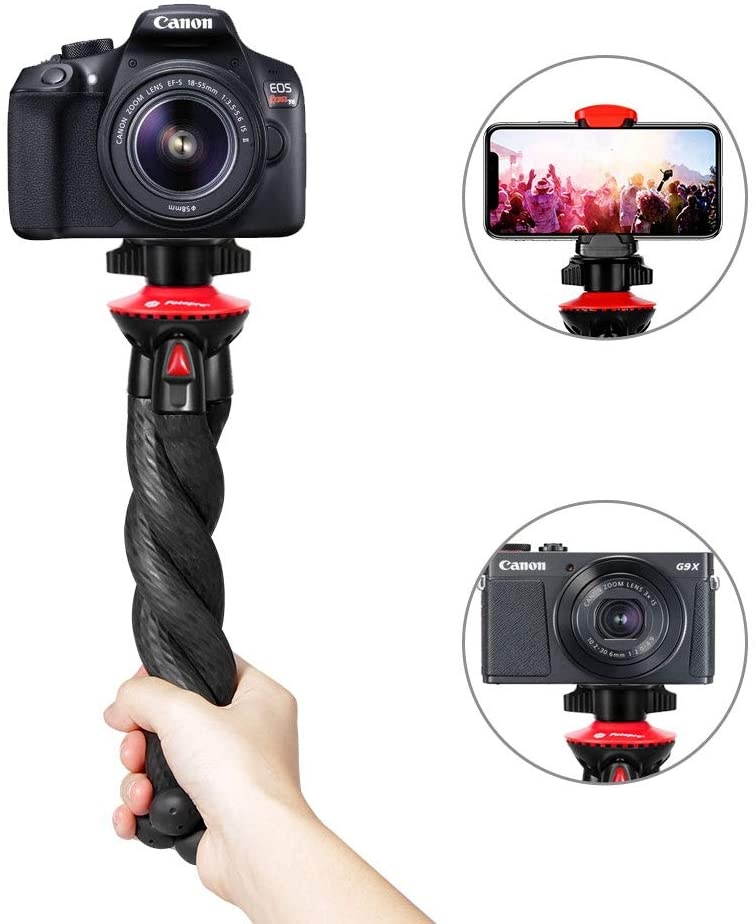 Camera Tripod,  Flexible Tripod, Tripods for Phone with Smartphone Mount for iPhone Xs, Samsung, Tripod for Camera, Mirrorless DSLR Sony Nikon Canon