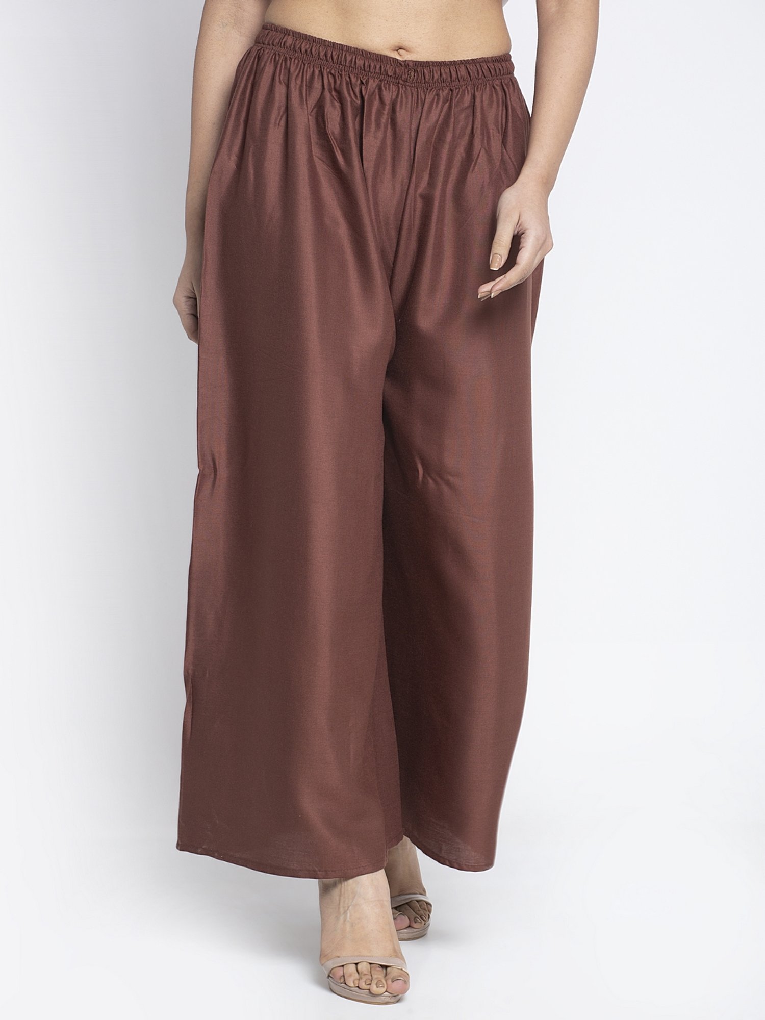 Gracit Brown & Maroon Flared Fit Palazzos - Pack Of 2