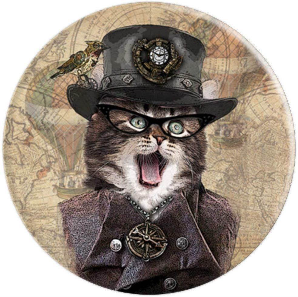 Steampunk Pet Cat - Cell Phone Mount, Hand Holder Knob 6554C