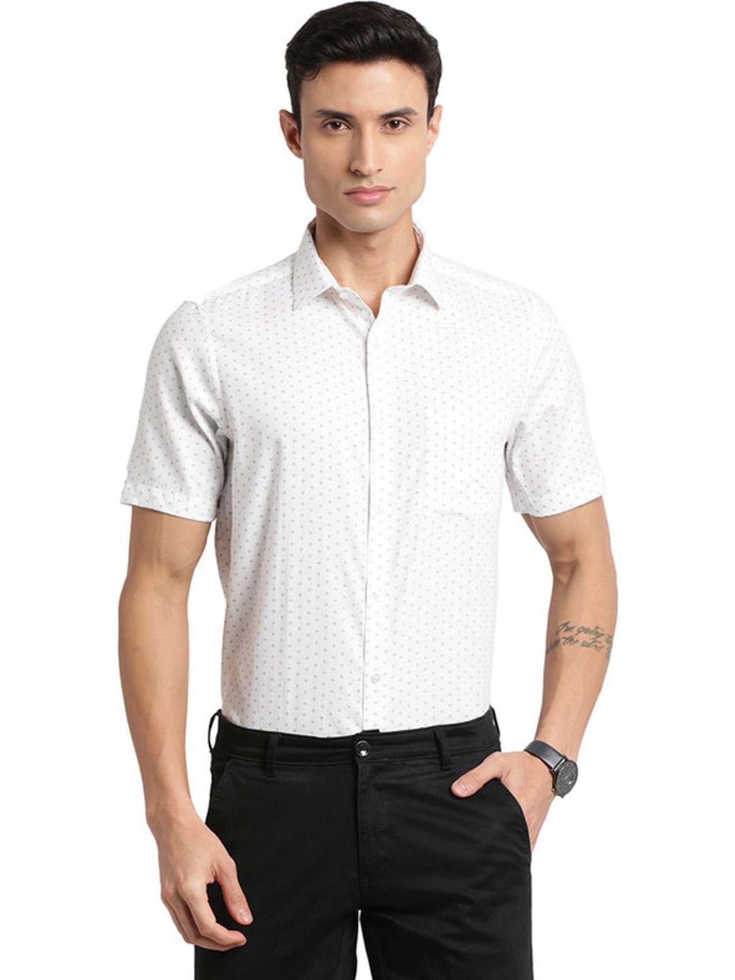 Turtle White Cotton Regular Fit Printed Shirt