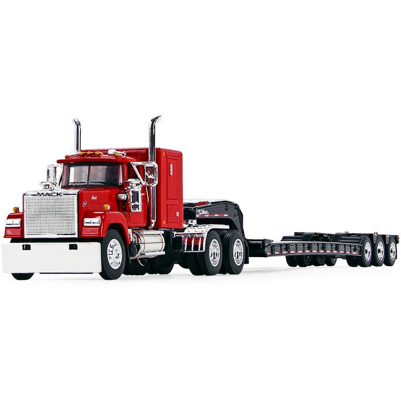Mack Super-Liner with 60" Sleeper Cab with Talbert Tri-Axle Lowboy Trailer Mack Red & Black 1/64 Diecast Model by DCP/First Gear