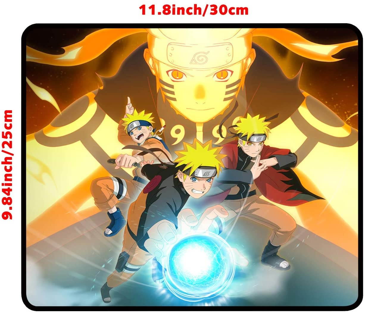 Anime Naruto Gaming Mouse Pad 9.8X11.8X0.12 Inch Stitched Edges Waterproof Mousepad Pixel-Perfect Mouse Mat