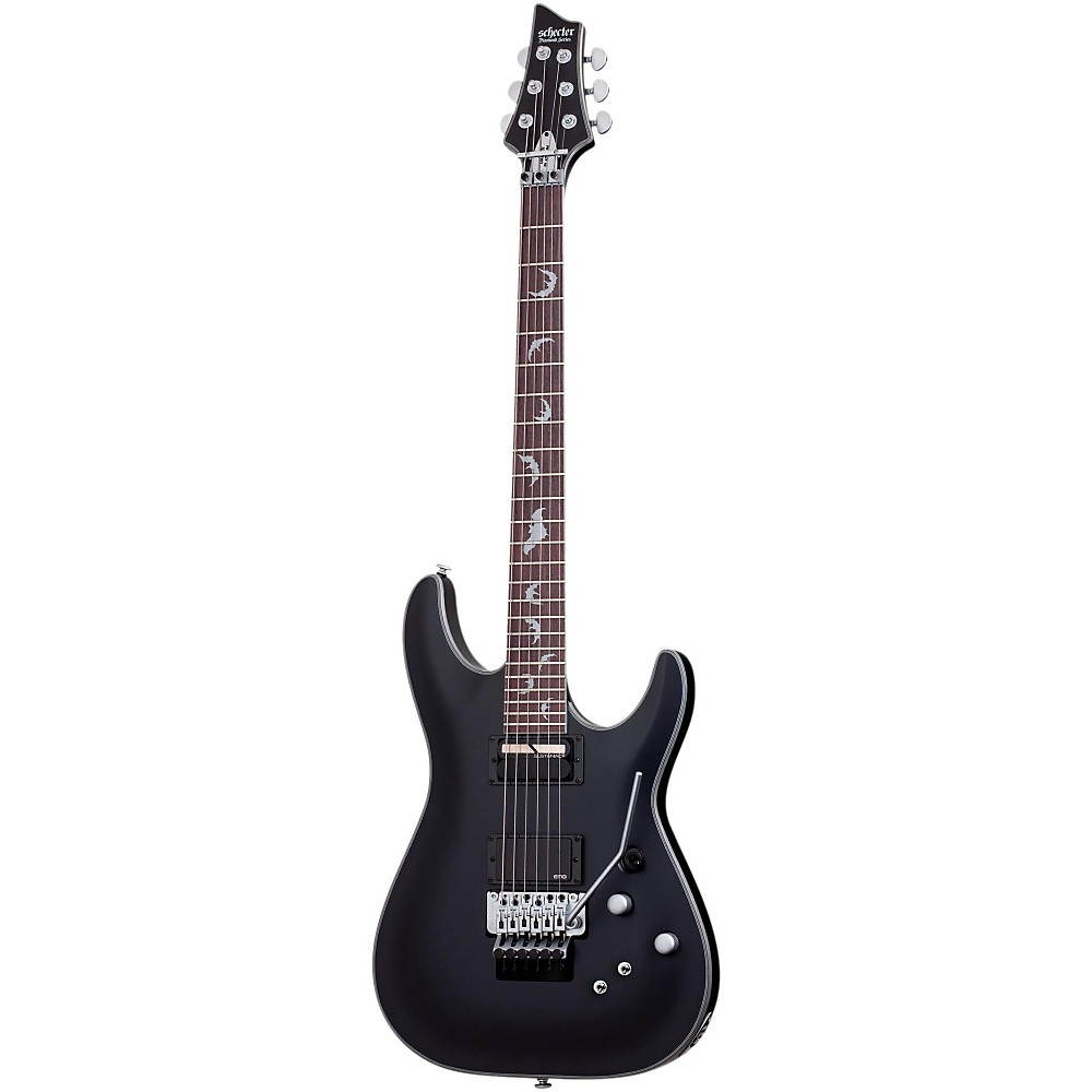 Schecter Guitar Research Damien Platinum 6 with Floyd Rose and Sustainiac Electric Guitar Satin Black
