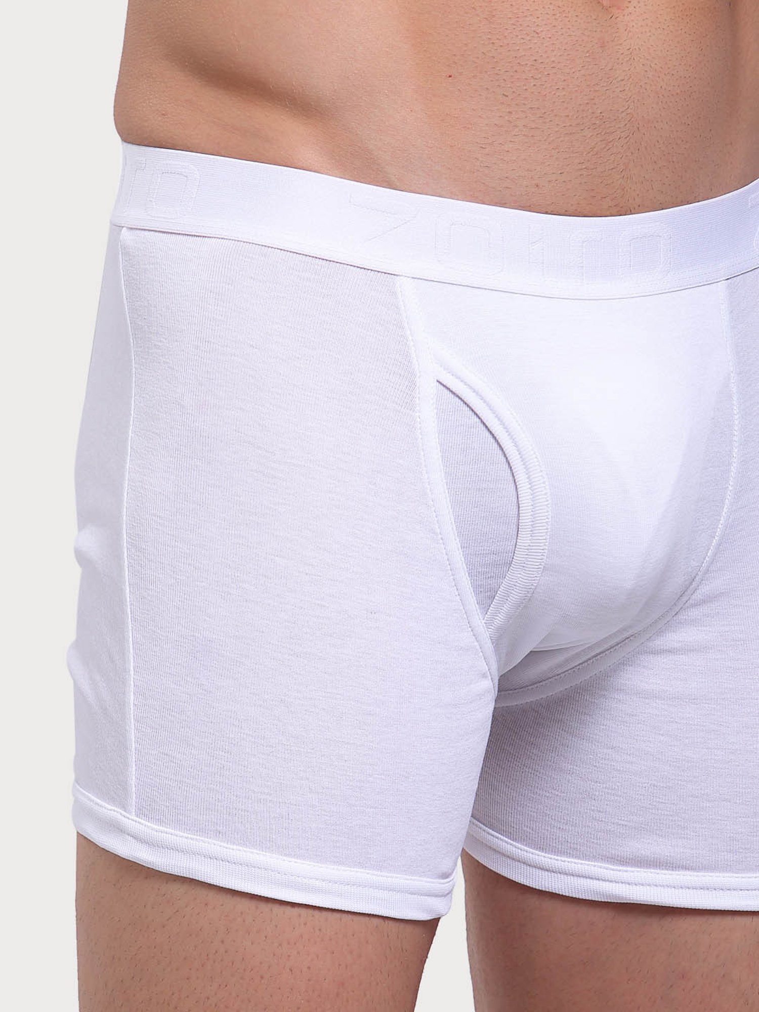 Zoiro White Cotton Regular Fit Trunks - Pack Of 2