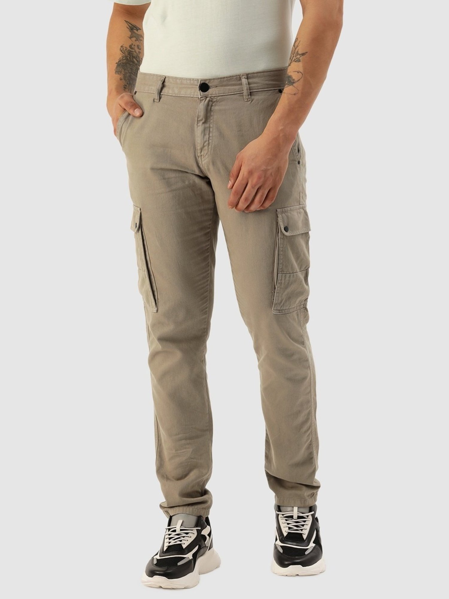 IVOC Grey Cotton Regular Fit Cargos