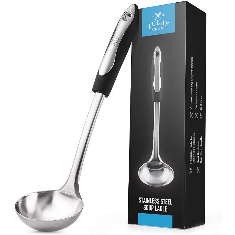 Zulay Kitchen Stainless Steel Soup Ladle For Cooking, Gravy, Sauces, and More