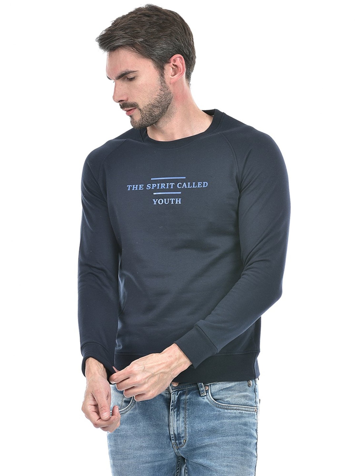 Integriti Dark Navy Regular Fit Printed Sweatshirt