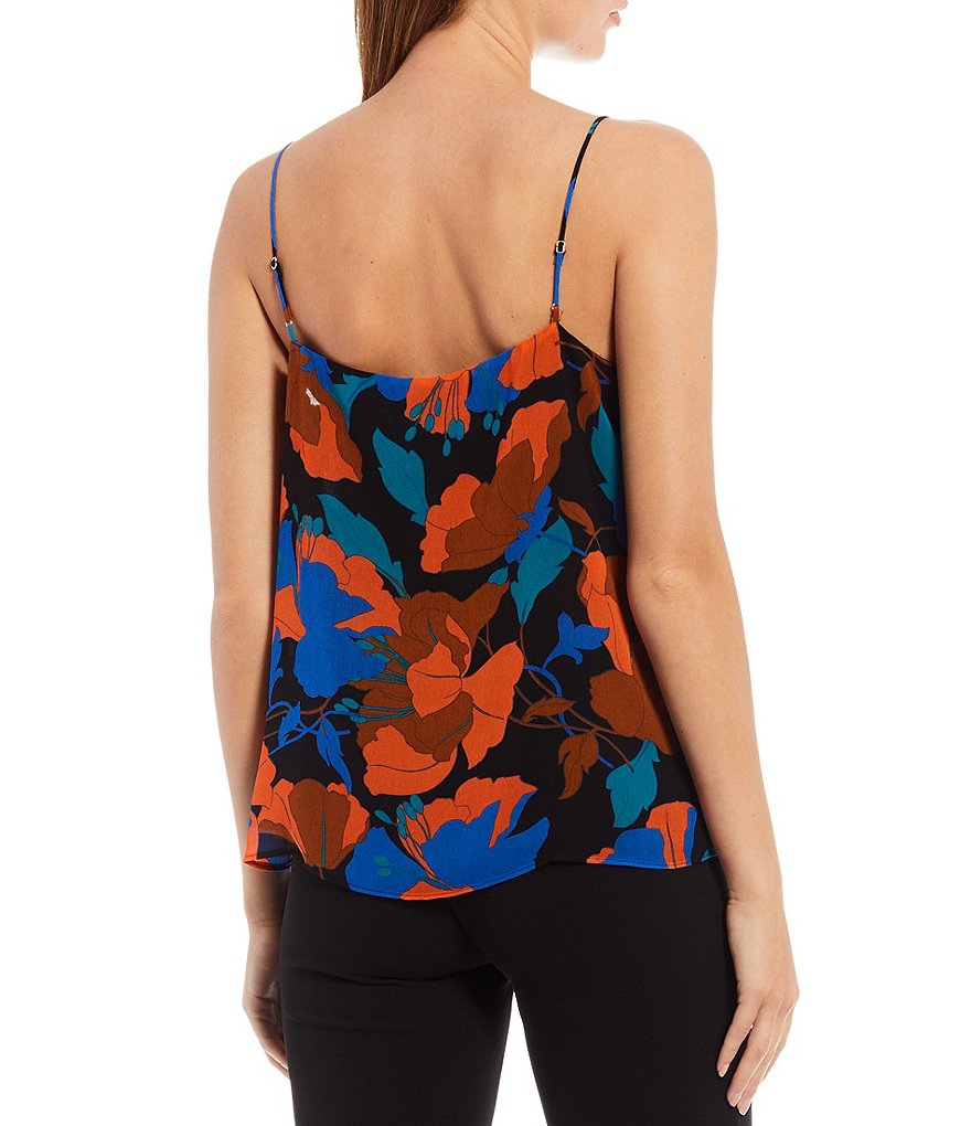 Calvin Klein Floral Print Woven Scallop Trim V-Neck Sleeveless Cami
