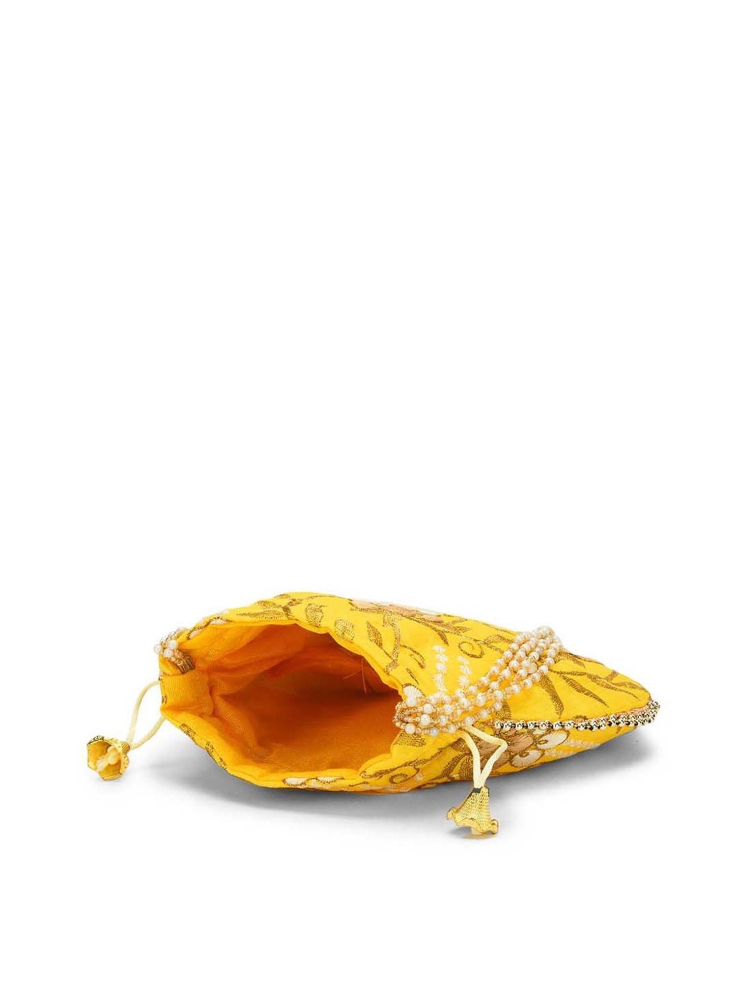 Gaurapakhi Yellow Embroidered Potli