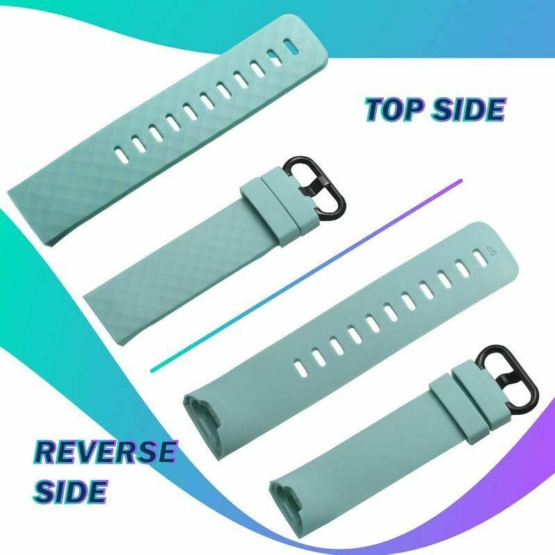 2x Soft TPU Band Wistband Strap For  Charge 4  3 Replacement Black+Blue