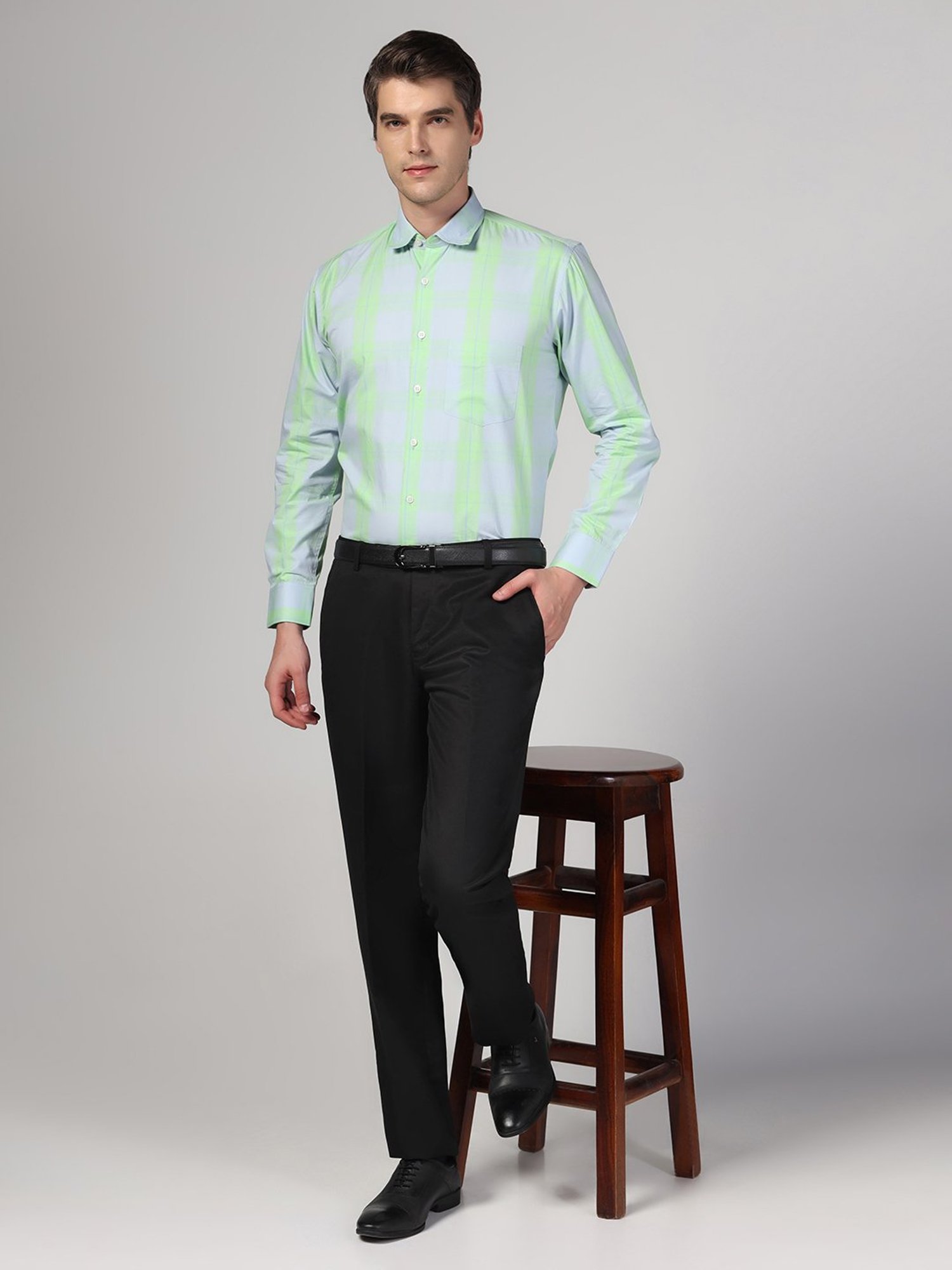 TAHVO Green & Black Regular Fit Check Co-Ord Sets