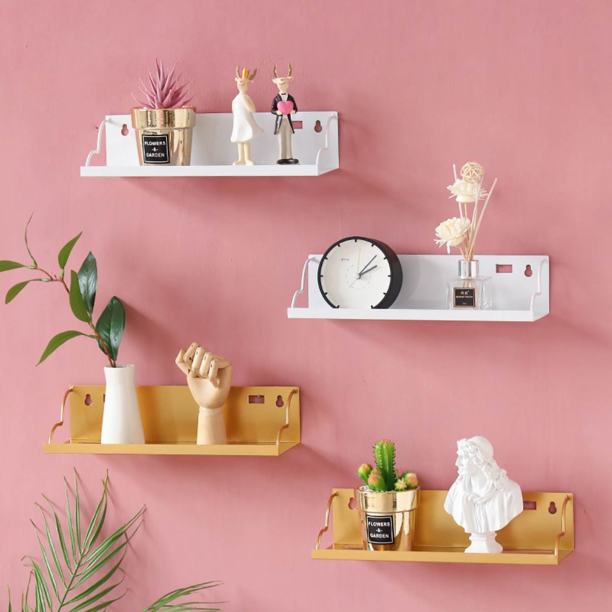 Floating Rack Shelf Wall Mount Book Storage Wooden Hanging DIY Display Decorations White