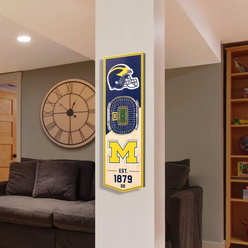 NCAA Michigan Wolverines 6"x19" 3-D Stadium Wall Sign