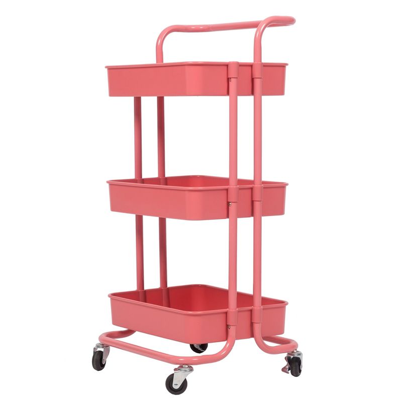 Pemberly Row 3 Tier Mobile Storage Caddy in Hot Pink