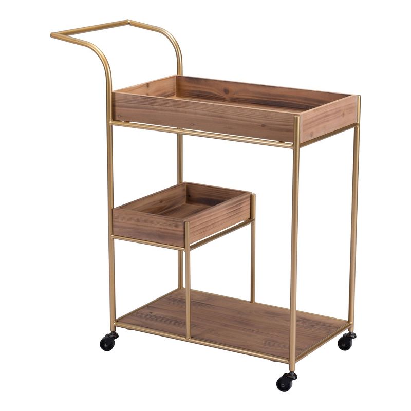 Flash Furniture Castleberry Rustic Wood Grain and Iron Kitchen Serving and Bar Cart
