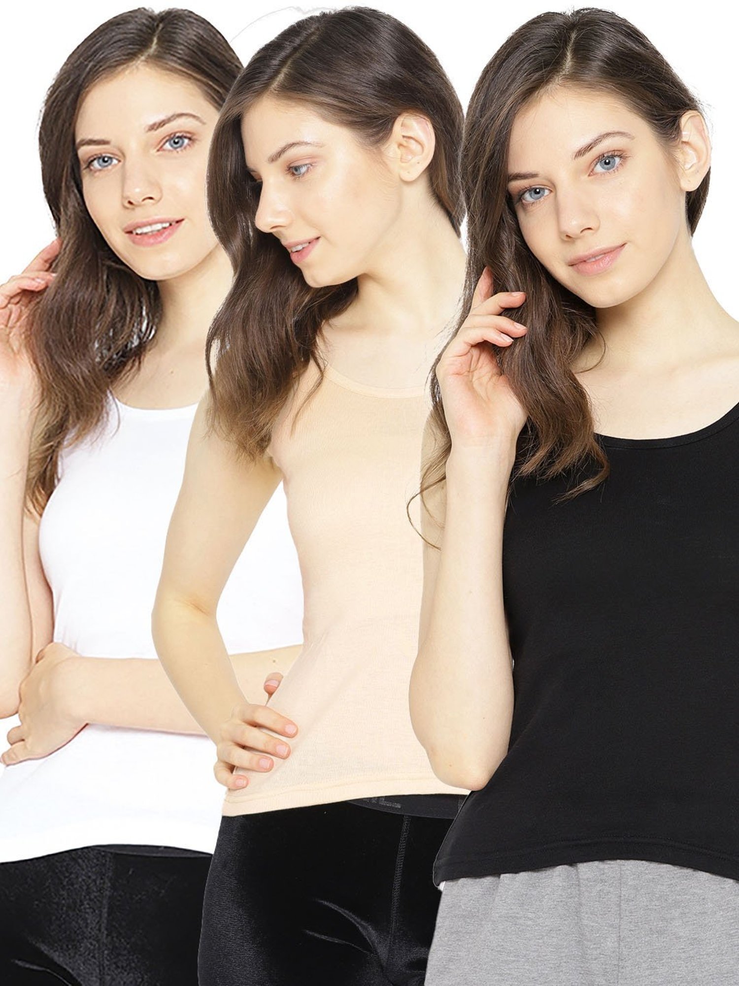 Lady Lyka Multicolor Cotton Camisole (Pack Of 3)