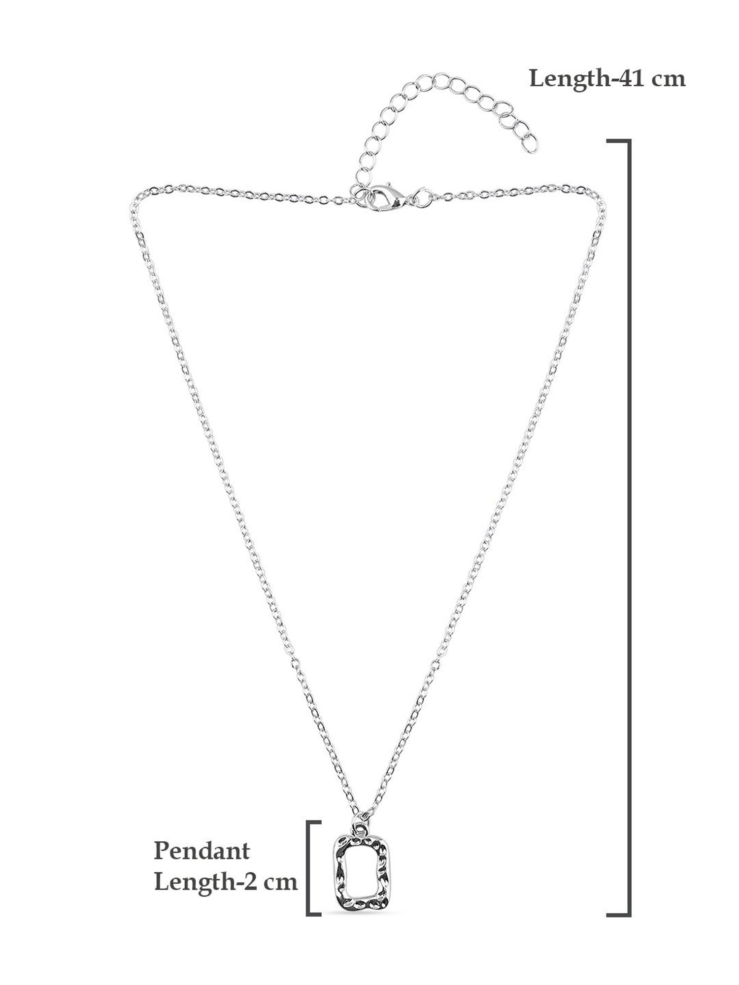 ToniQ Silver-Plated Rectangle Charm Necklace for Women