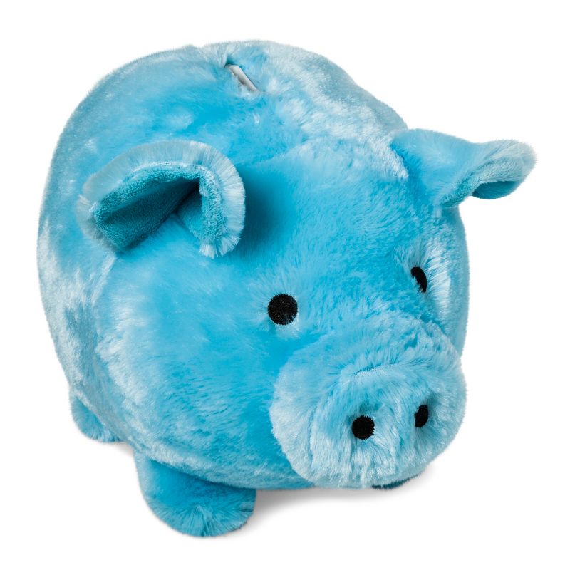 Jumbo Plush Pig Blue Bank