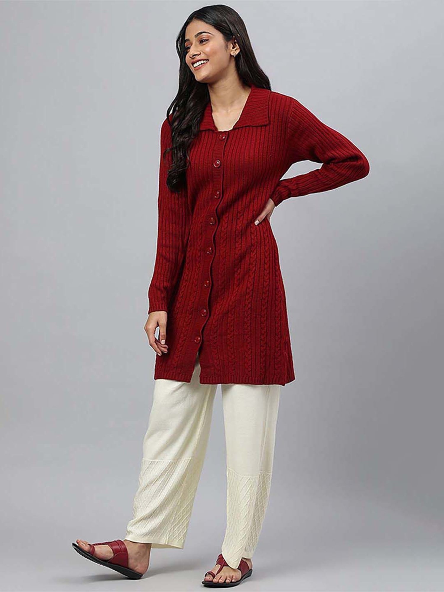 Aurelia Red Regular Fit Cardigan