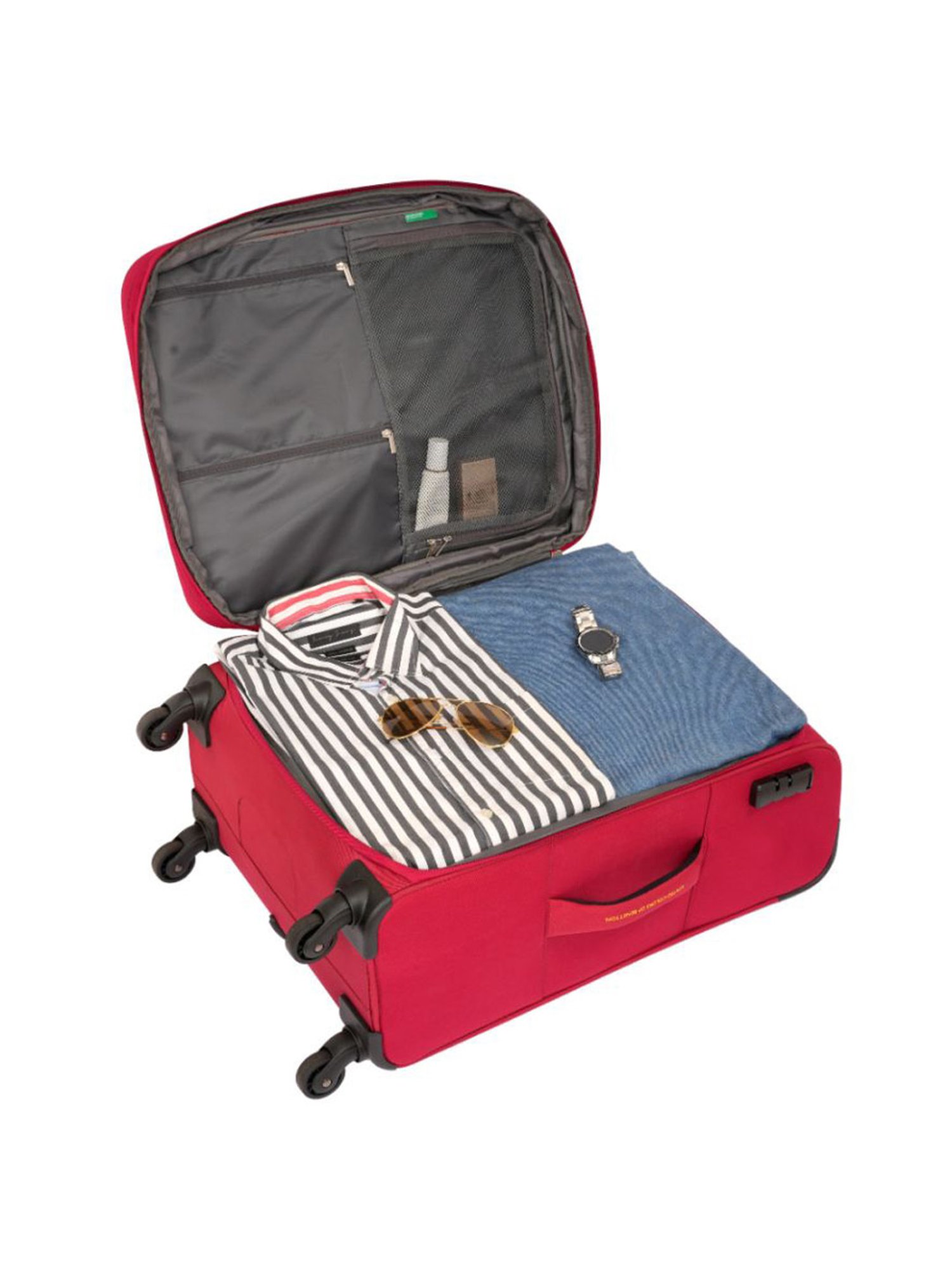 United Colors Of Benetton Macau Red Printed Soft Medium Trolley Bag - 68 Cms