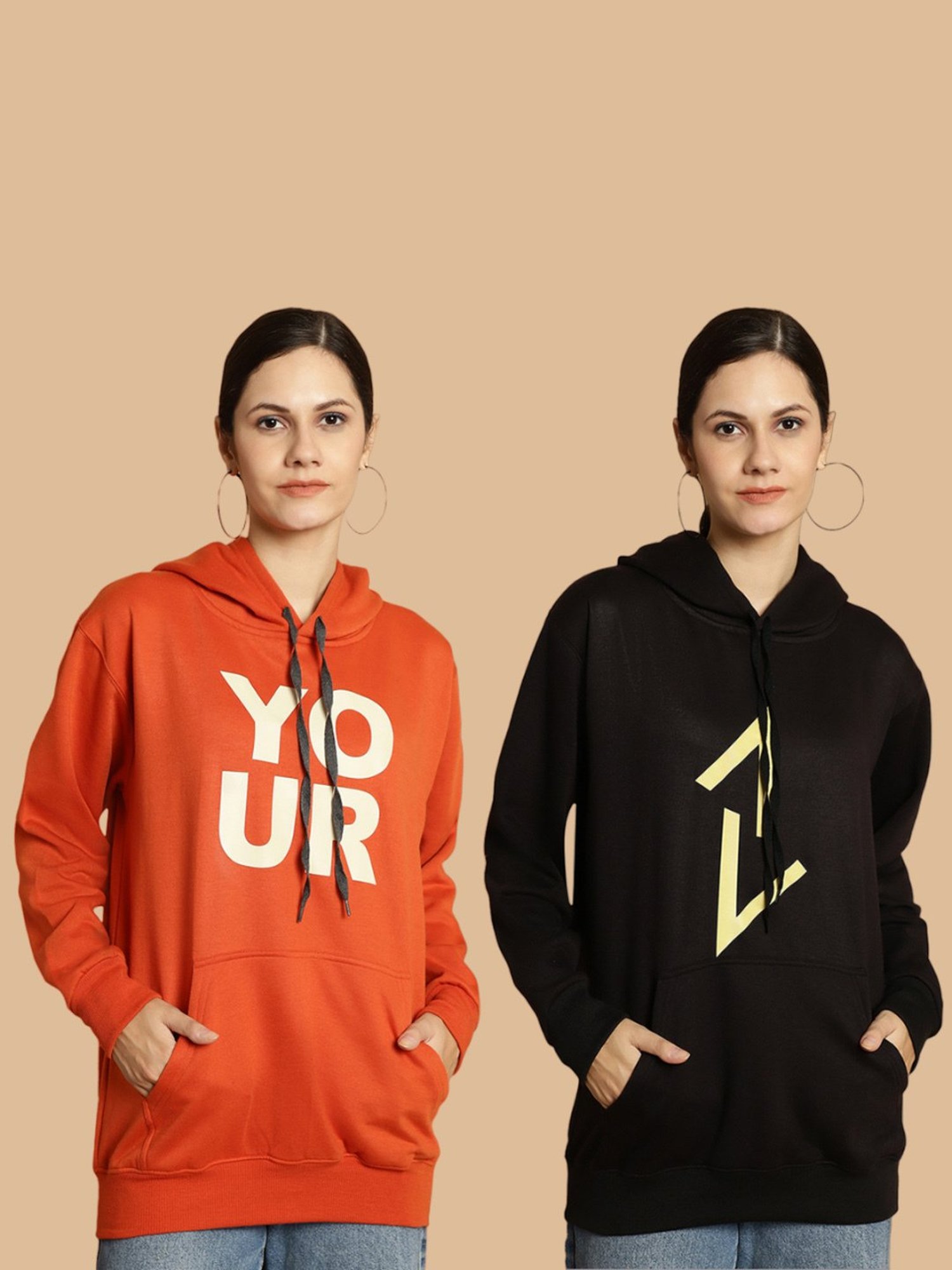 Vimal Jonney Rust & Black Printed Sweatshirt - Pack Of 2