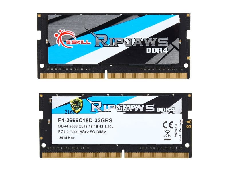 G.SKILL Ripjaws SO-DIMM 8GB 260-Pin DDR4 SO-DIMM DDR4 3200 (PC4 25600) Laptop Memory Model F4-3200C18S-8GRS