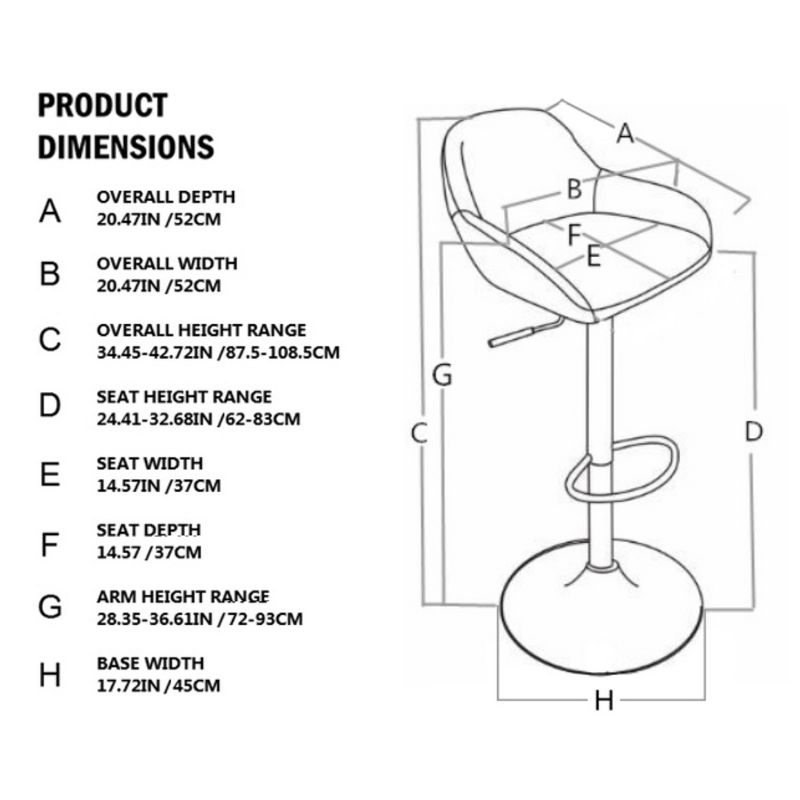 Set of 2 MidCentury Modern Vintage Leatherette Gaslift Adjustable Barstool Gray - Glitzhome