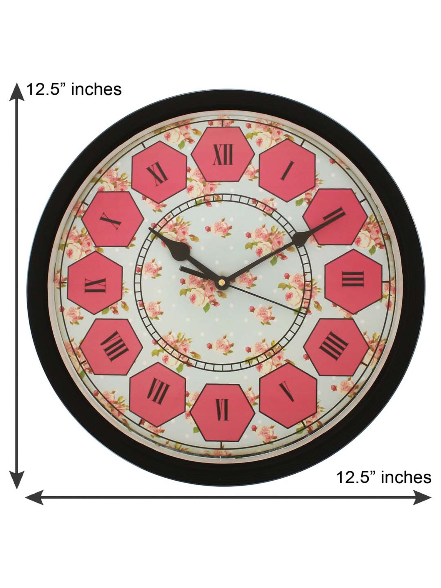 eCraftIndia Designer Round Analog Black Wall Clock