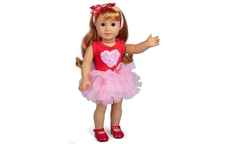 Dress Along Dolly Pink Heart Outfit for American Girl Doll
