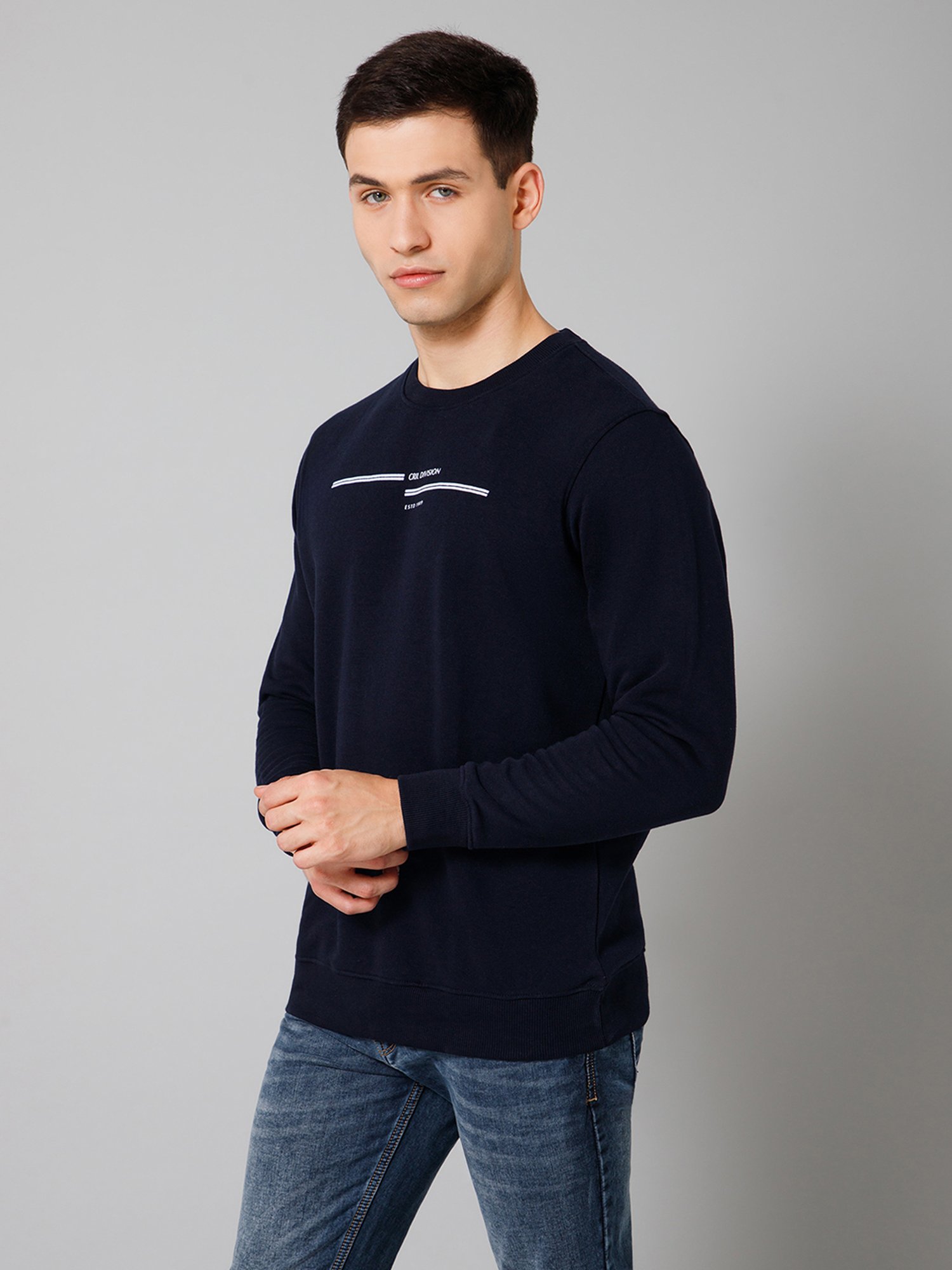 Cantabil Navy Regular Fit Round Neck Sweatshirt