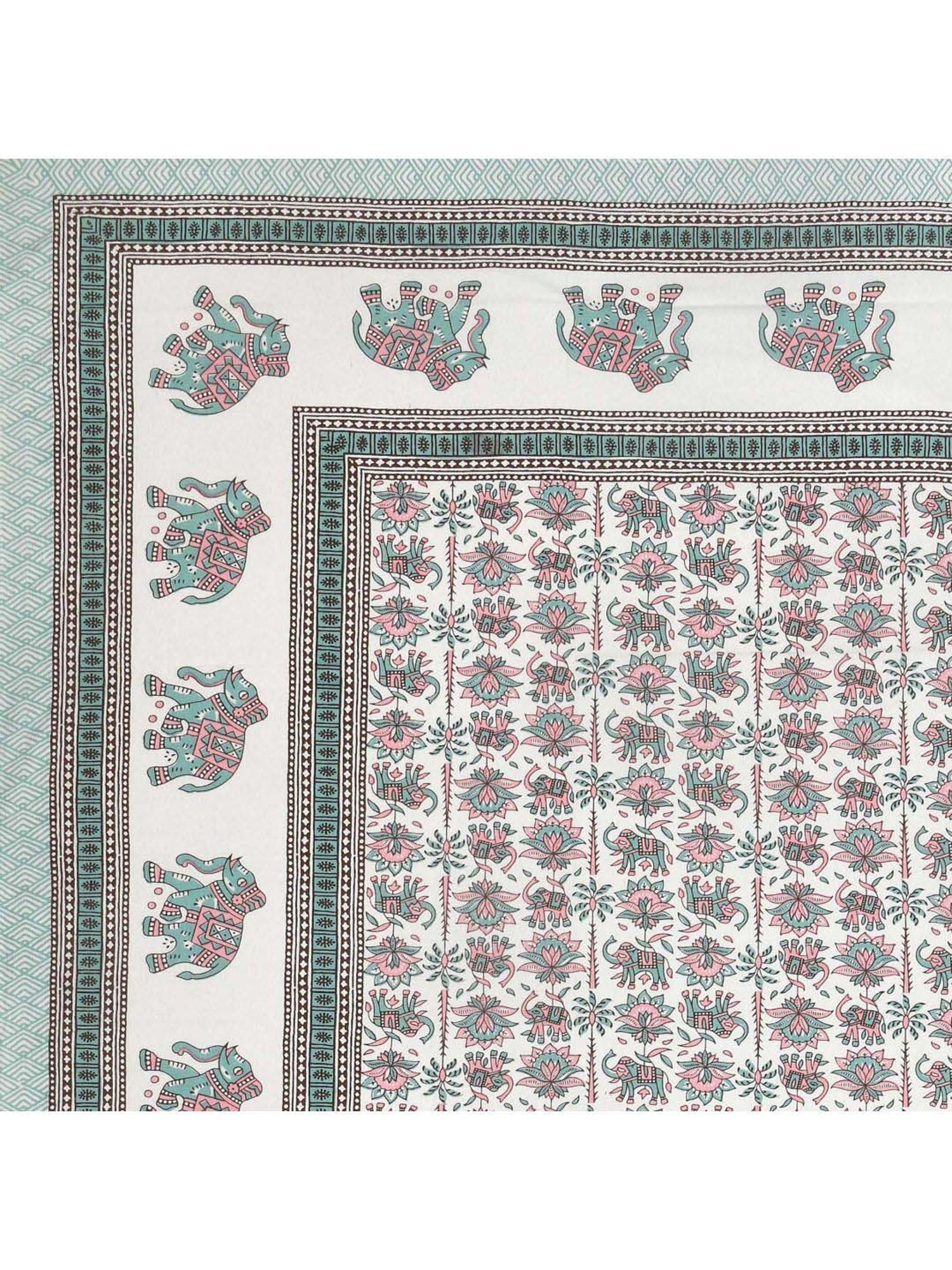 JaipurFabric Teal Cotton 180 TC Double Bedsheet with 2 Pillow Covers