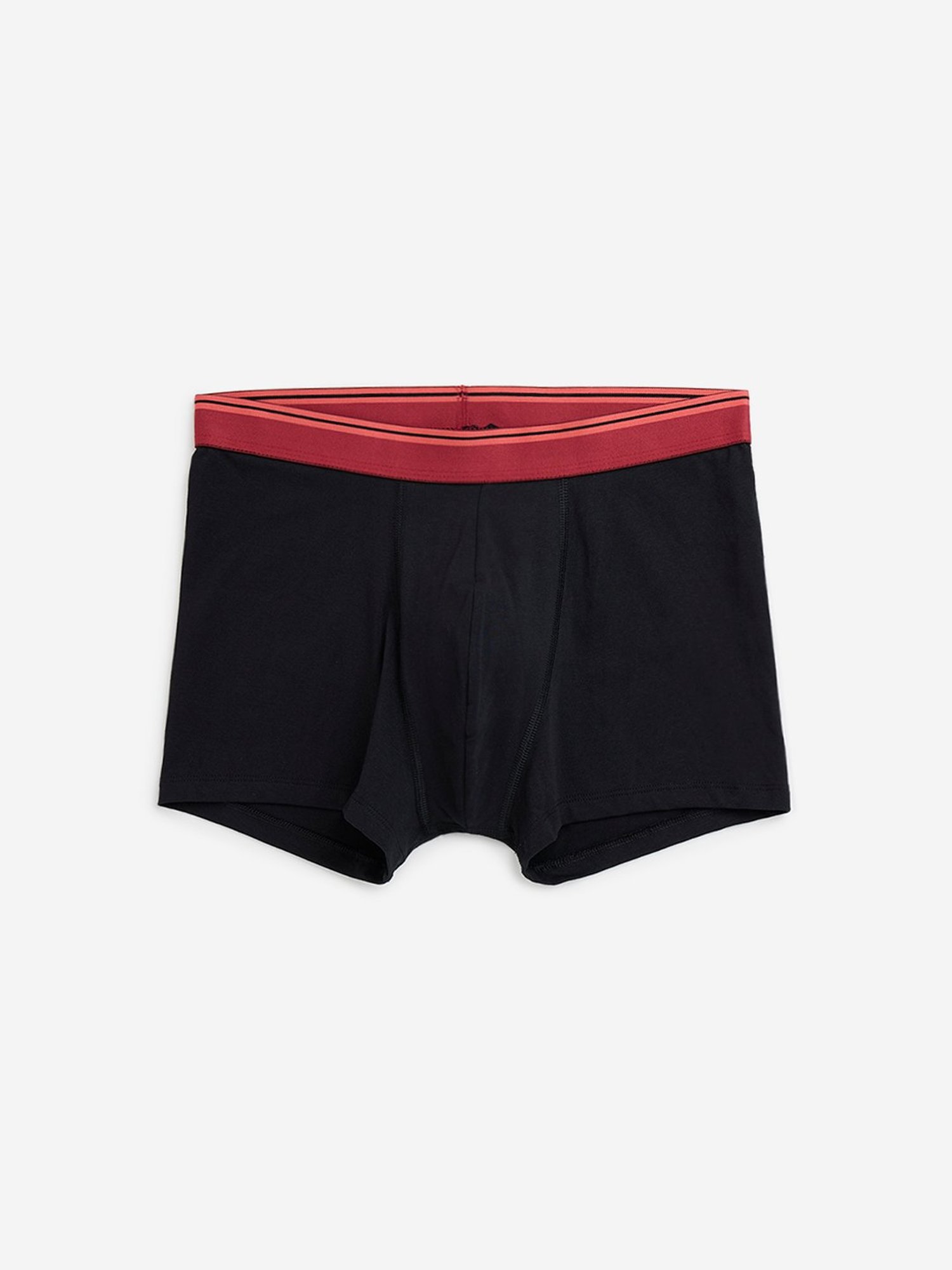 WES Lounge by Westside Black Striped Cotton Blend Trunks - Pack of 3