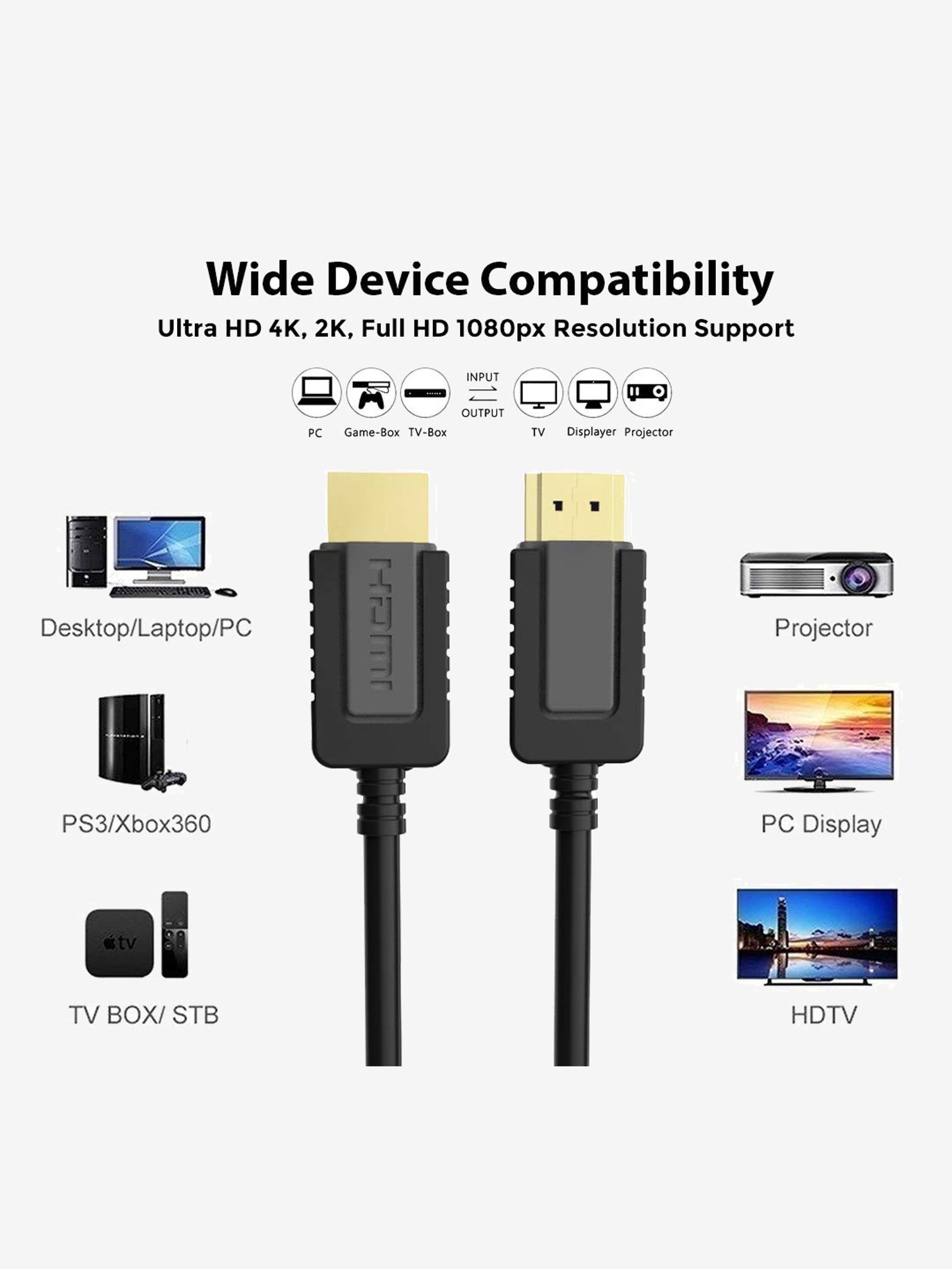 ULTRAPROLINK 2M High-Speed HDMI Cable with Screen Cleaning Kit (UL1029-0200, Black)