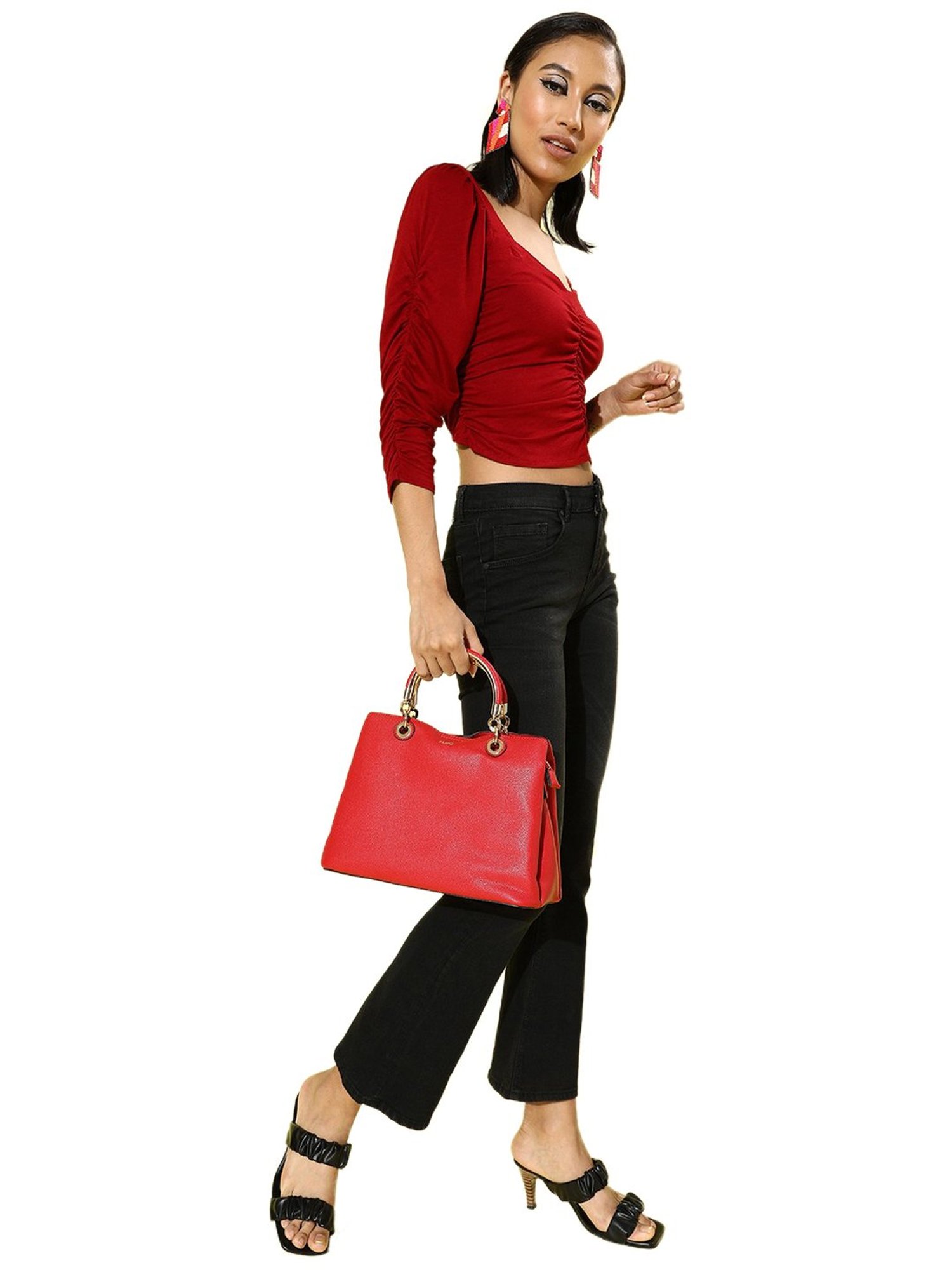 Sera Maroon Floral Print Crop Top