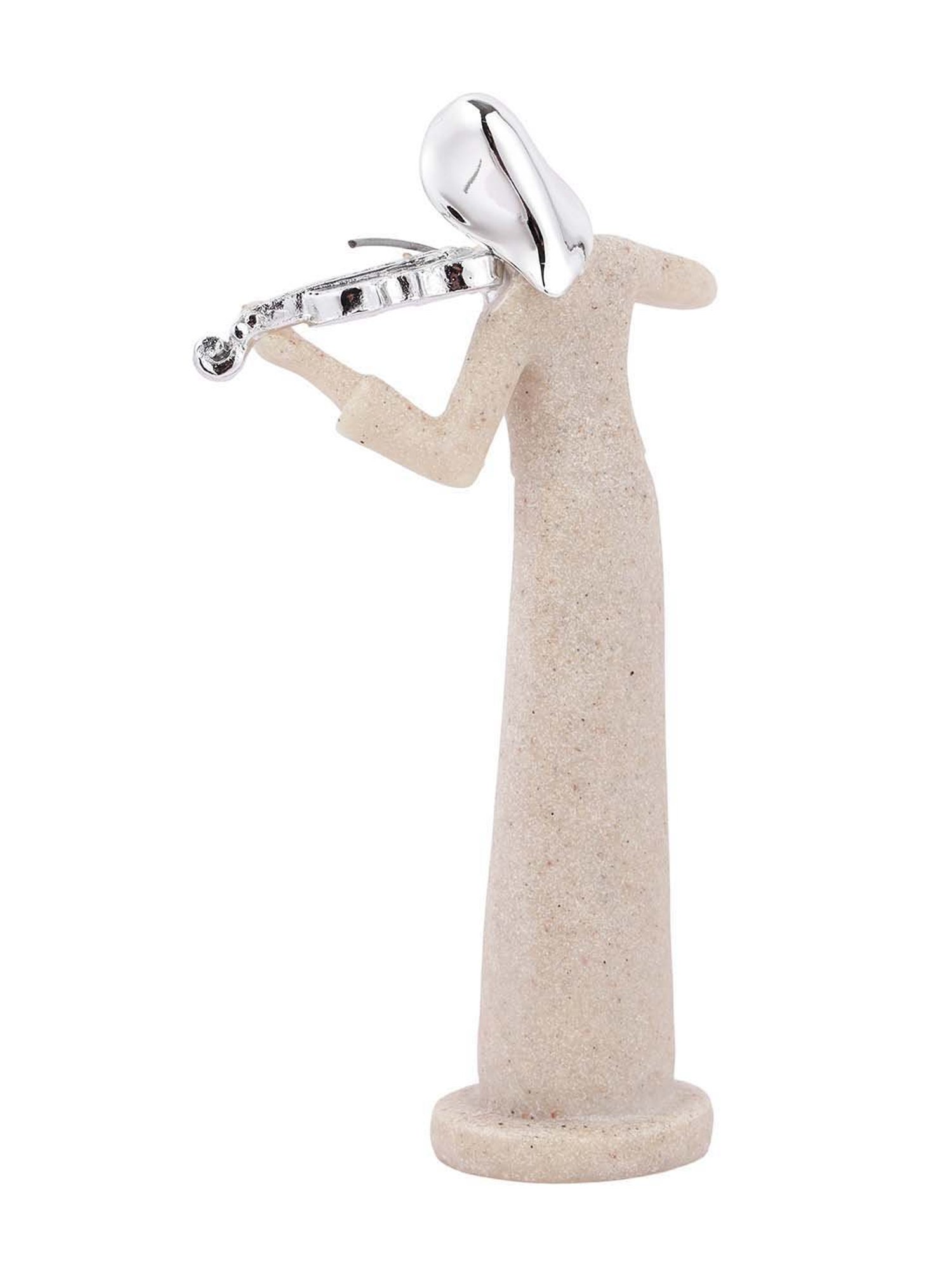 TAYHAA Beige & Silver Resin Musician Lady Showpiece - Set of 1