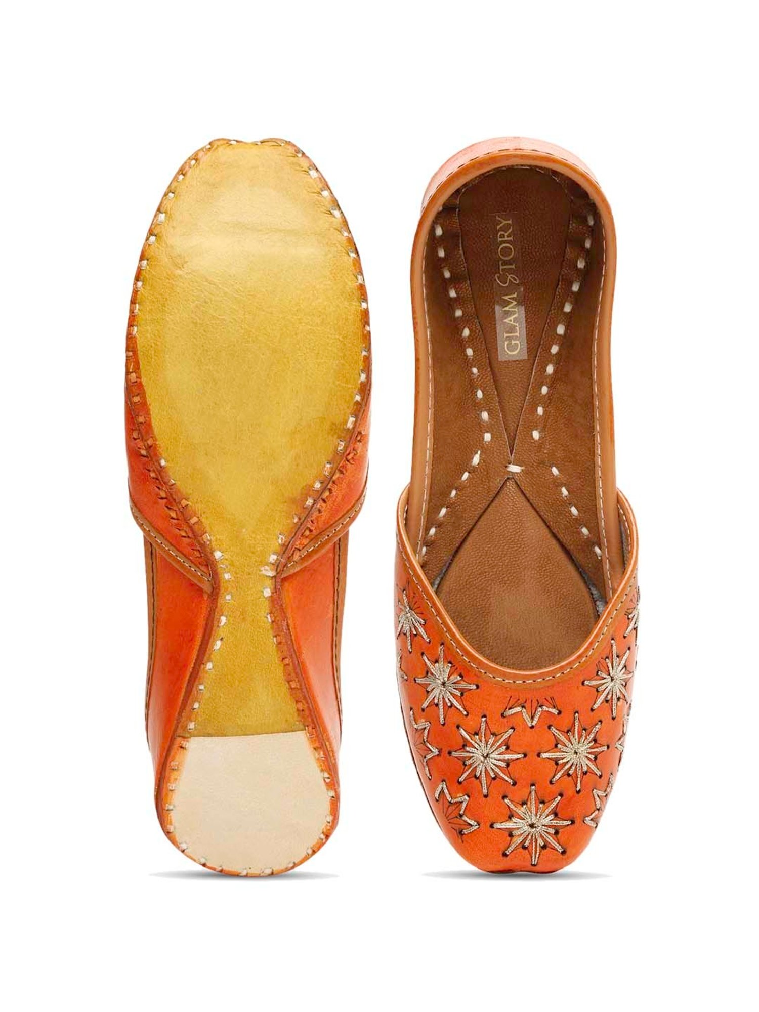 Glam Story Women's Orange Ethnic Juttis