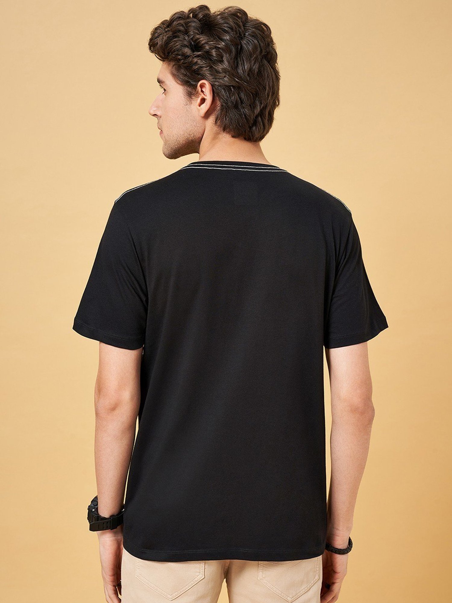 Sf Jeans By Pantaloons Black Slim Fit Printed T-Shirt