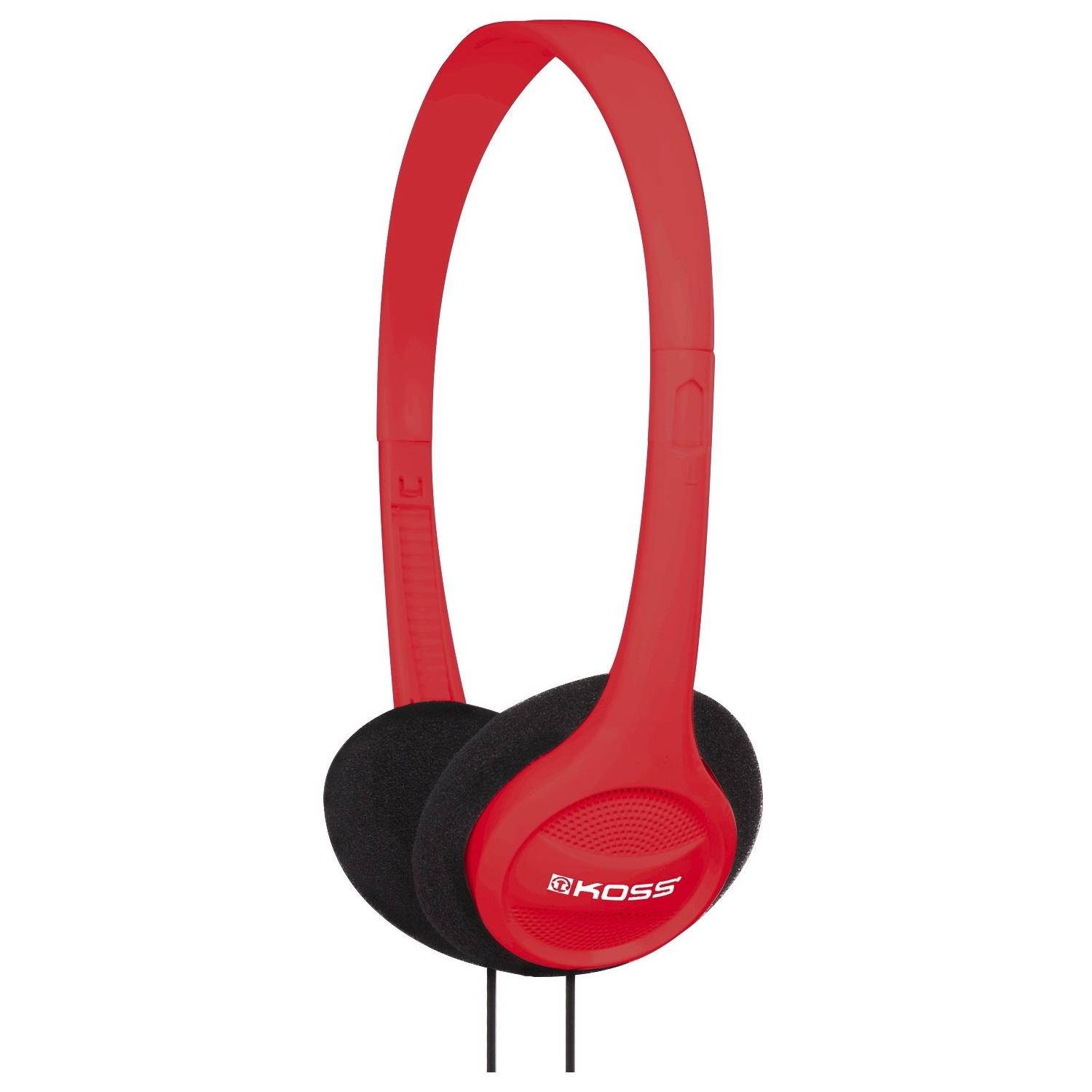 Koss KPH7R Portable On-Ear Headphone with Adjustable Headband - Red