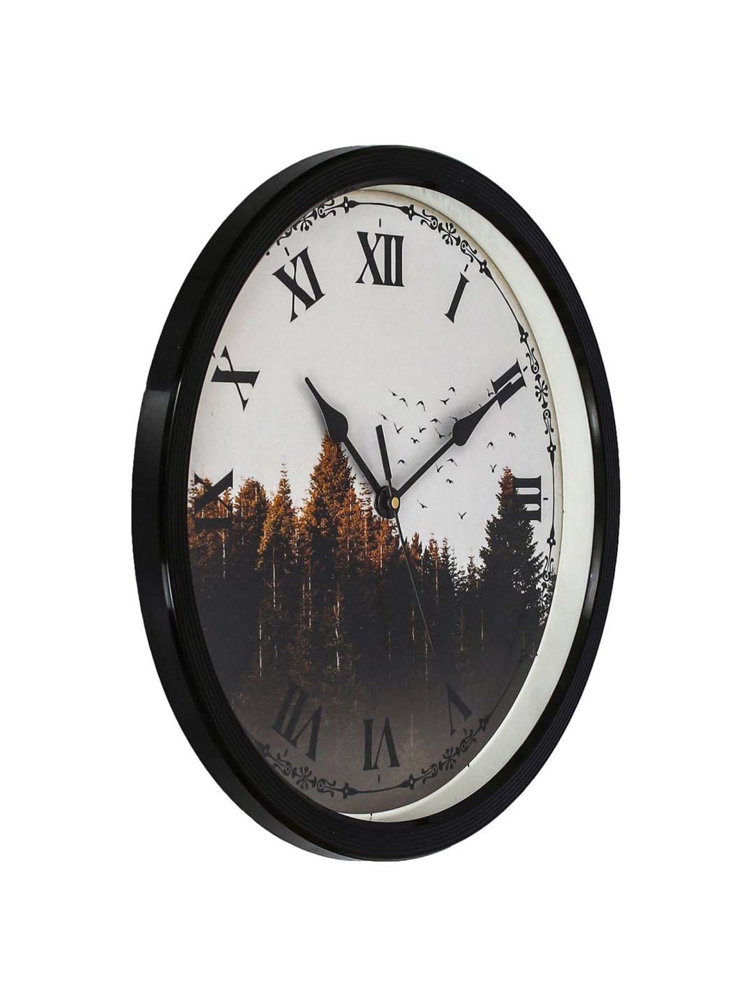 eCraftIndia Designer Round Analog Black Wall Clock