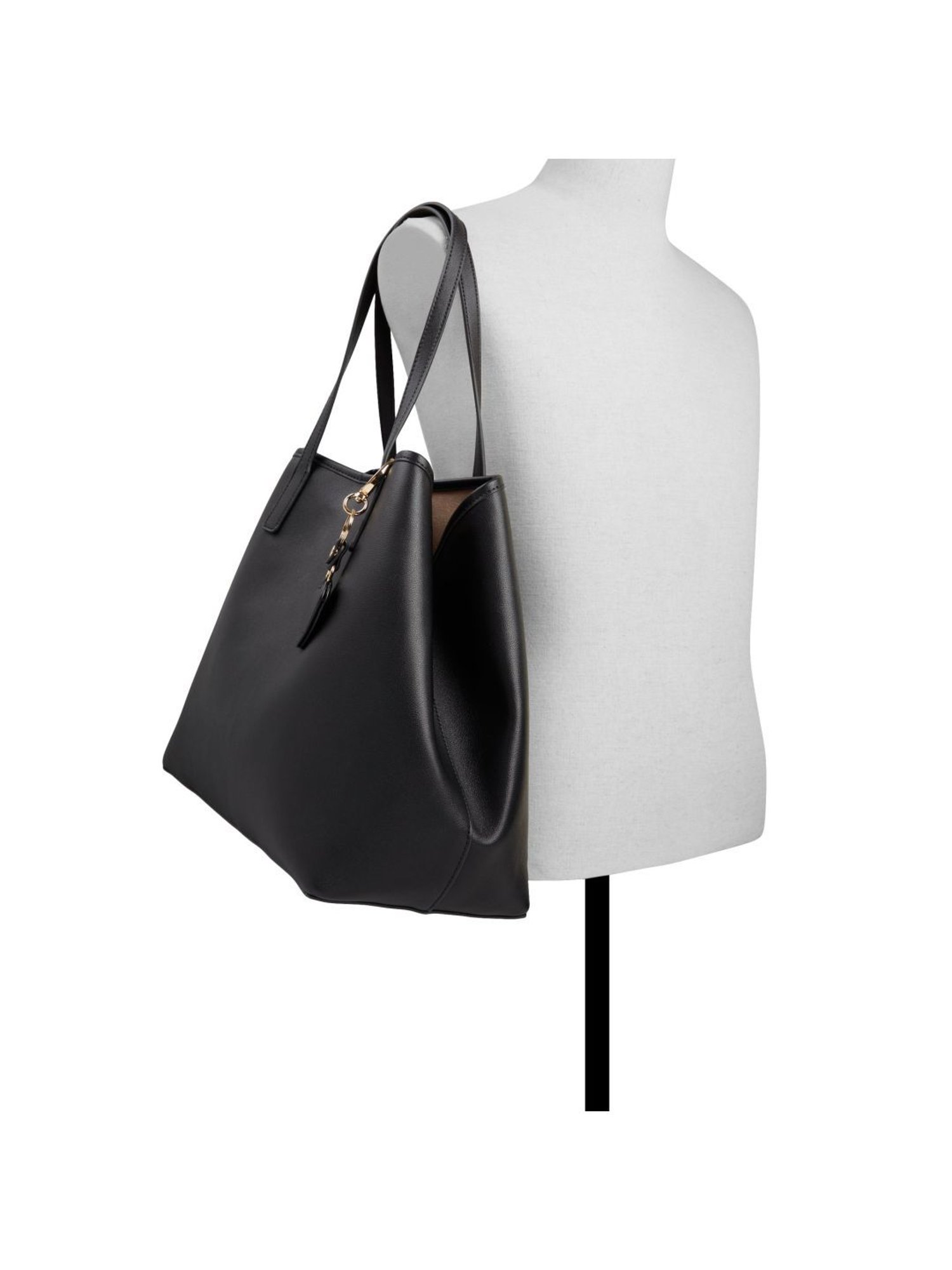 Call It Spring Black Solid Tote Handbag With pouch