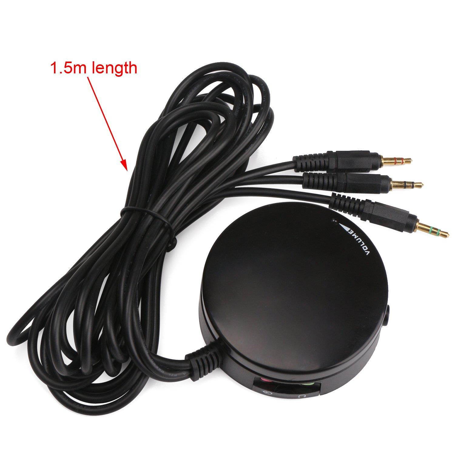 3.5mm Computer Volume Control Switch, DROK PC Speaker Headset Audio Volume Controller Headphone Sound Switchable Giant Volume Adjuster Knob with 3.5 mm Microphone Interface and 5 Feet Cable