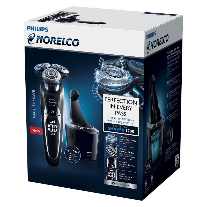 Philips Norelco Series 9700 Wet & Dry Men's Rechargeable Electric Shaver with Smartclean - S9721/84