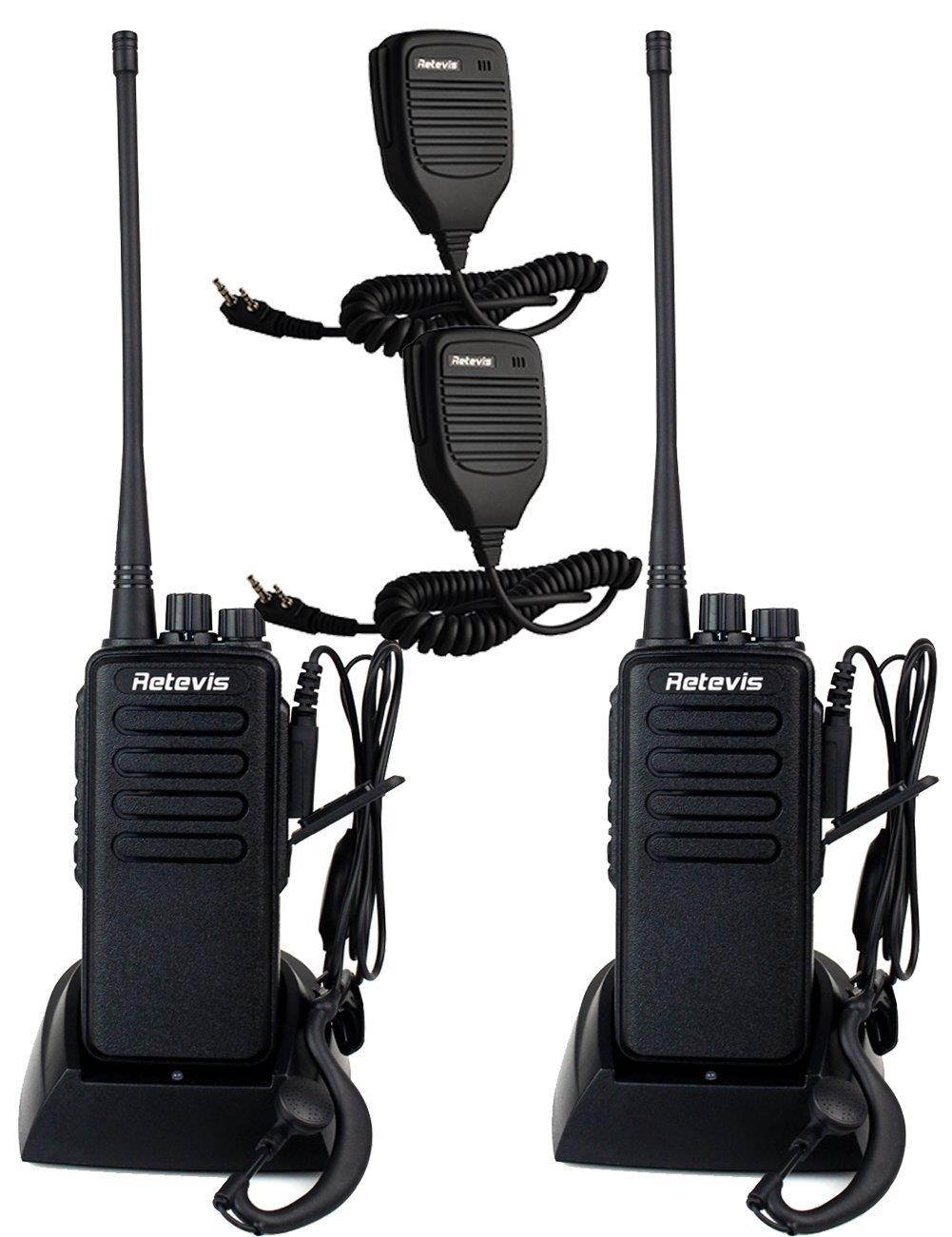 Retevis RT1 10W UHF Rechargeable Two-Way Radio 70CM 16CH VOX Scrambler Handheld Transceiver with Earpiece and Speaker Mic (2 Pack)